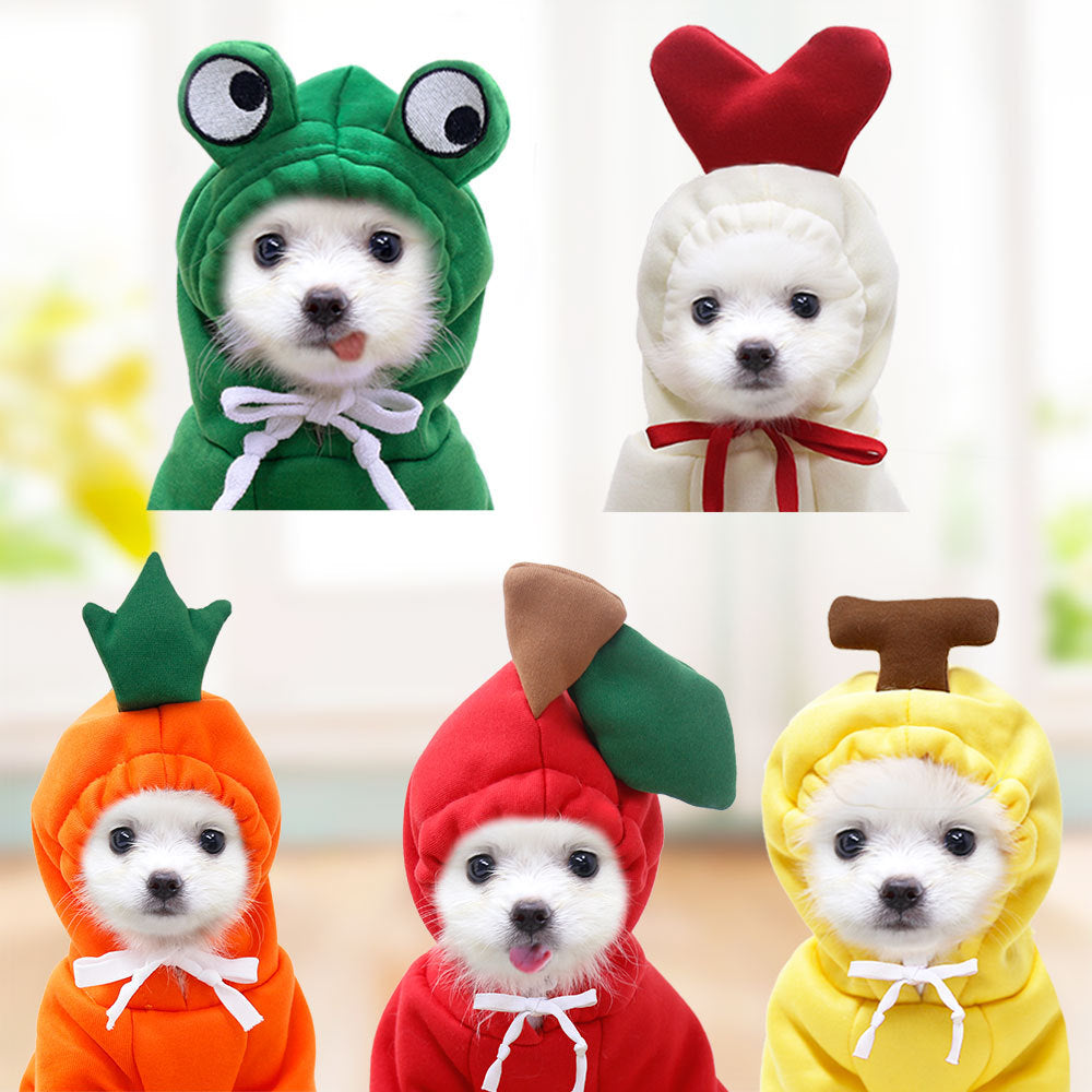 Cute Fruit Dog & Cat Clothes For Small Dogs Hoodies Winter Warm Fleece Pet Clothing Puppy Cat Costume Coat For French Chihuahua Outfit