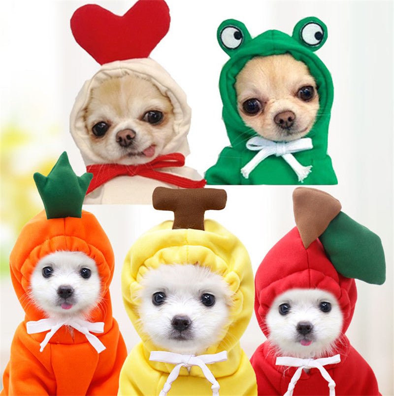 Cute Fruit Dog & Cat Clothes For Small Dogs Hoodies Winter Warm Fleece Pet Clothing Puppy Cat Costume Coat For French Chihuahua Outfit