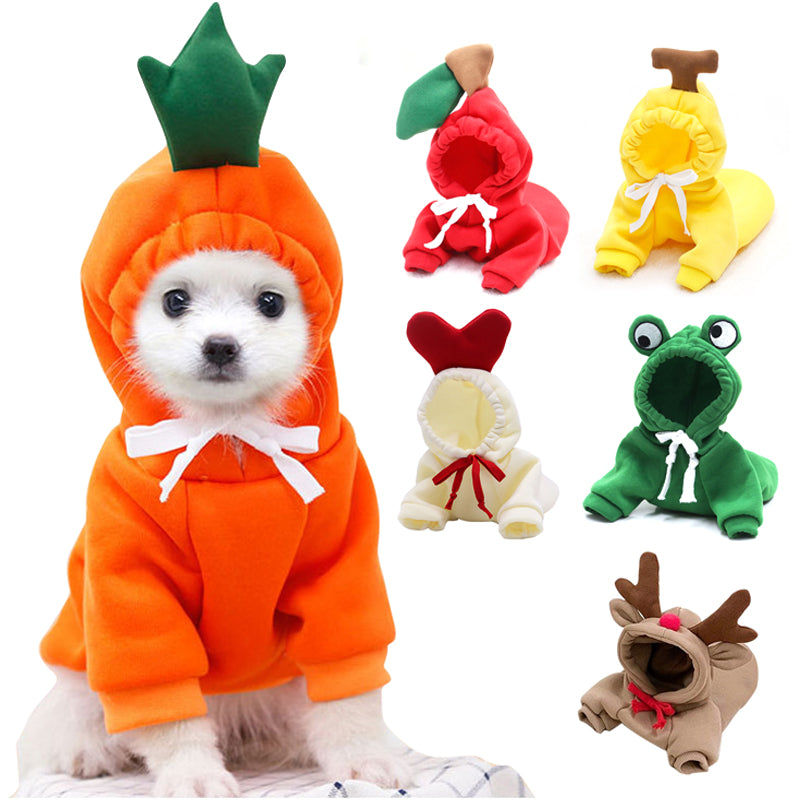 Cute Fruit Dog & Cat Clothes For Small Dogs Hoodies Winter Warm Fleece Pet Clothing Puppy Cat Costume Coat For French Chihuahua Outfit